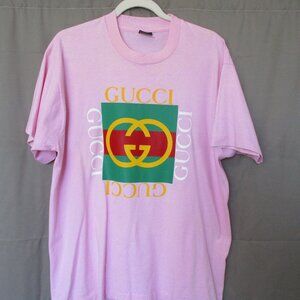 Vintage 1990's BOOTLEG Gucci Pink Shirt Size XL Awesome Condition!